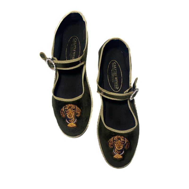 CALITAS FRIULITAS  MERCI, KAKI VELVET,  TECKELCROISSANT JEWEL