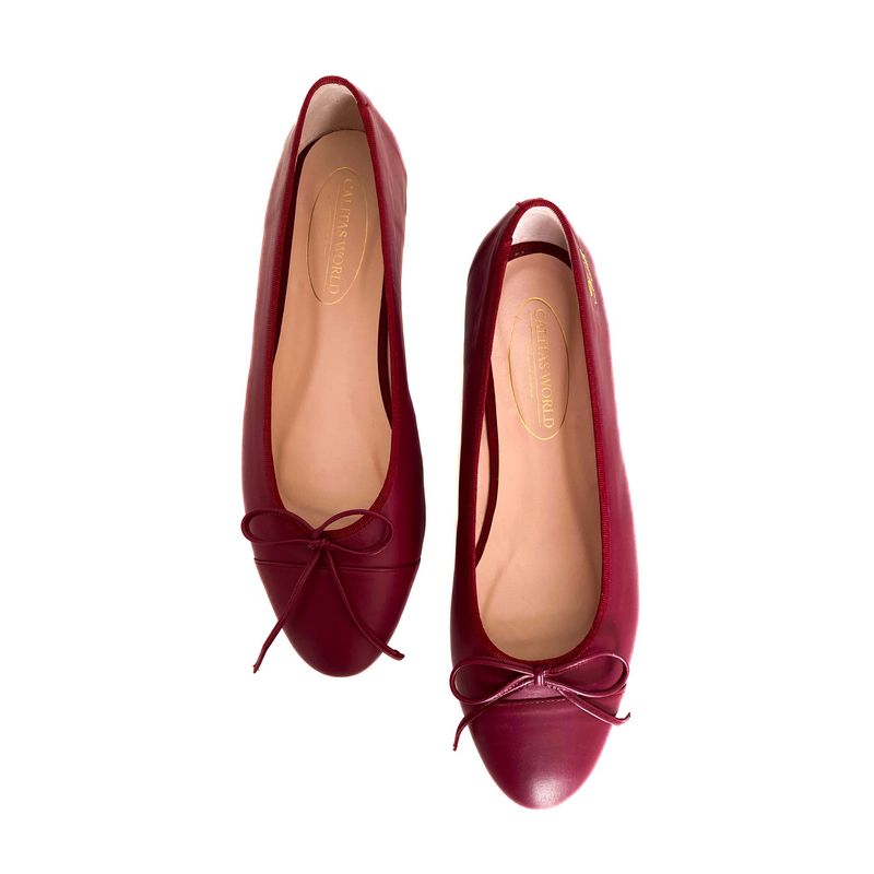 BALLERINAS FLATS,  PELLE BURDEOS  (TUCAN 3357)