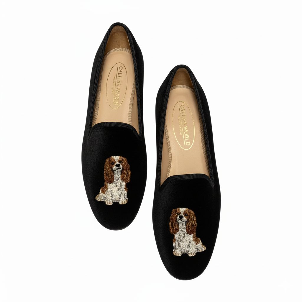 LOAFERS TERCIOPELO BLACK, CAVALIER KING CHARLES