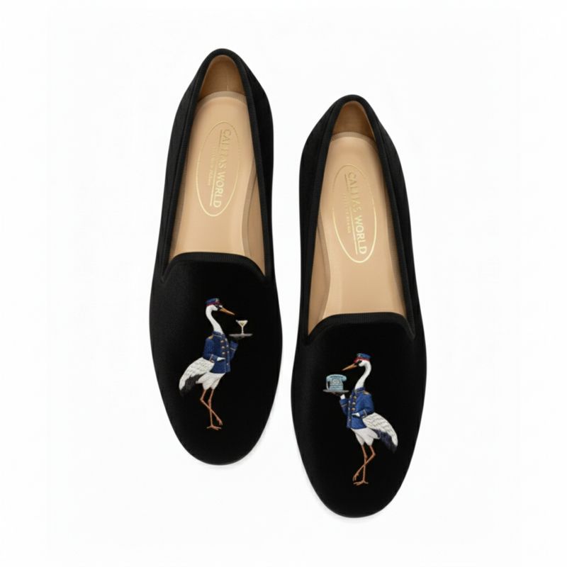 LOAFERS TERCIOPELO NEGRO VELVET, ETIQUETTE CLUB (THE CRANES)