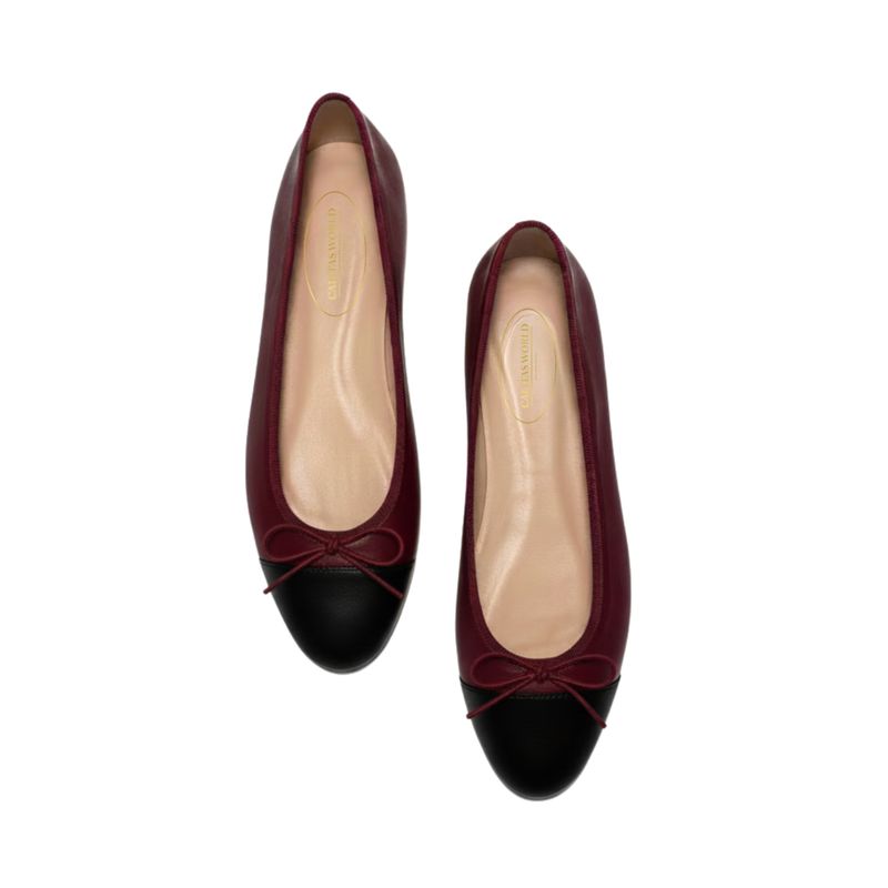 BALLERINAS FLATS,  PELLE BURDEOS (TUCAN 3357) Y PUNTERA NEGRA
