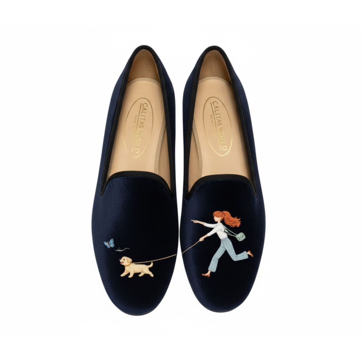 LOAFERS TERCIOPELO AZUL 9CO, CALITAS LITTLE JOURNEY