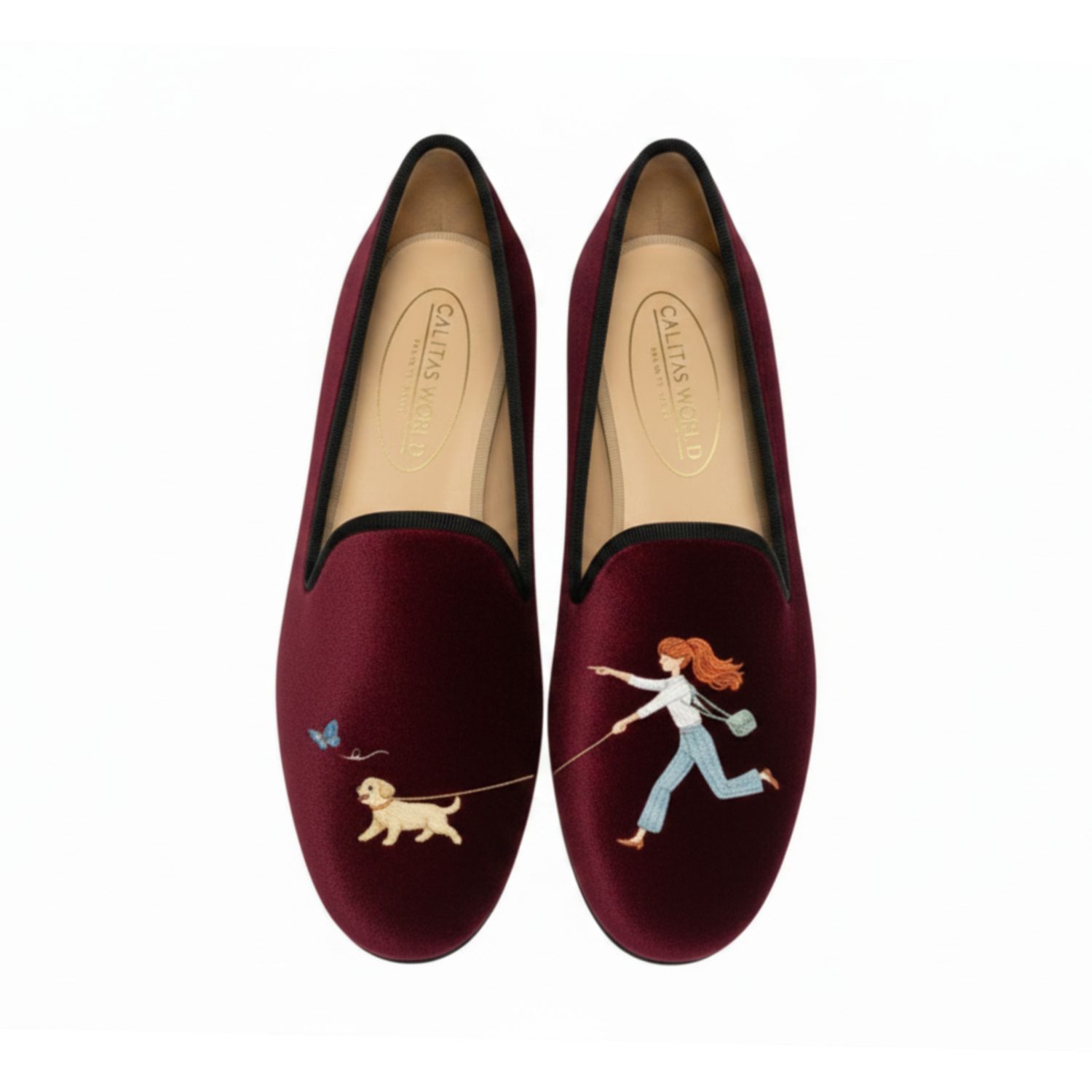 LOAFERS TERCIOPELO BURDEOS, CALITAS LITTLE JOURNEY
