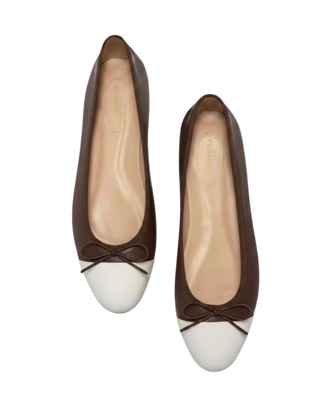 BALLERINAS FLATS, PELLE MARRÓN (TESTA 3039) PUNTERA BLANCA (BLANCO 3032) BALLERINAS FLATS, PELLE MARRÓN (TESTA 3039) PUNTERA BLANCA (BLANCO 3032)