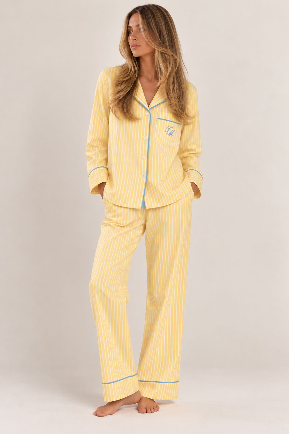 YELLOW STRIPE OXFORD PYJAMA. 100% Oxford cotton pyjama with a relaxed fit. YELLOW STRIPE OXFORD PYJAMA. 100% Oxford cotton pyjama with a relaxed fit.