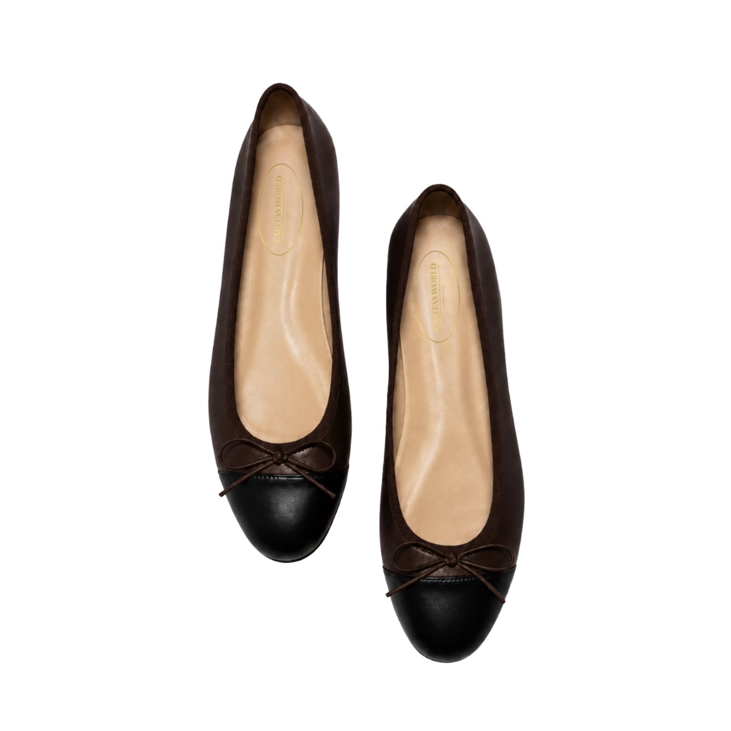 BALLERINAS FLATS, PELLE MARRÓN PROFUNDO (COLA 3903) PUNTERA NEGRA BALLERINAS FLATS, PELLE MARRÓN PROFUNDO (COLA 3903) PUNTERA NEGRA