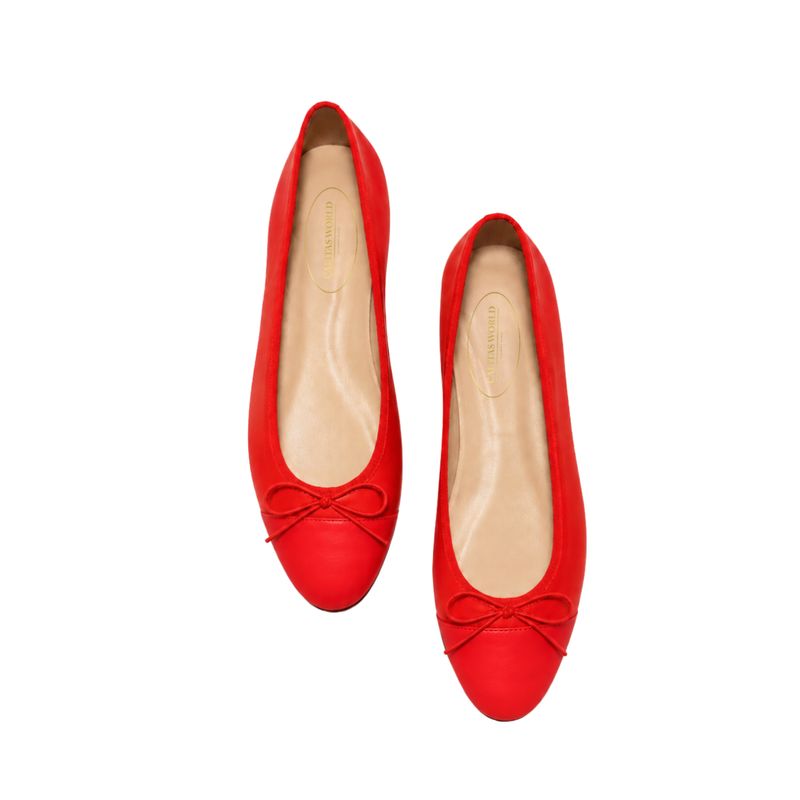 BALLERINAS FLATS ,  PELLE  RED POMODORO (POMODORO 4627)