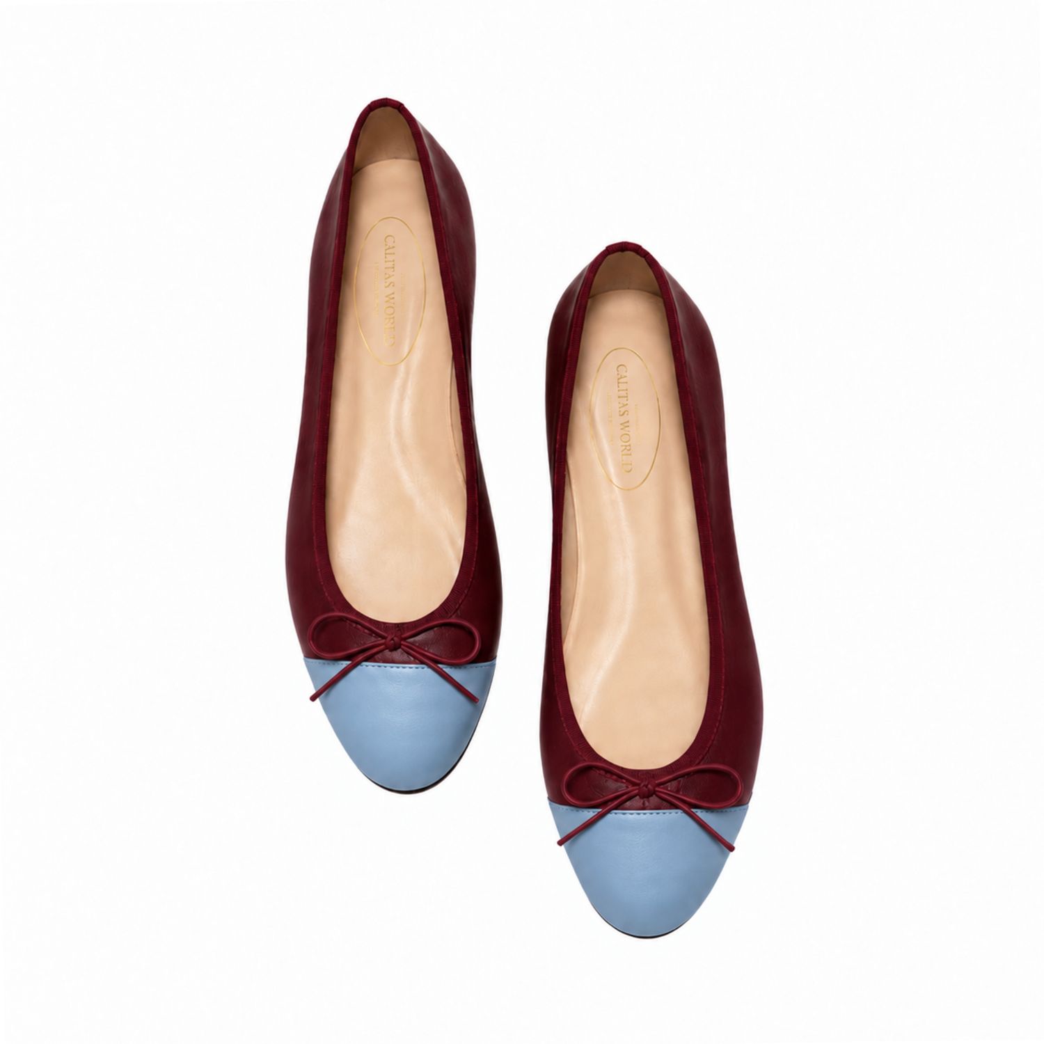 BALLERINAS FLATS, PELLE BURDEOS (TUCAN 3357) PUNTERA AZUL CLARO (AZUL IBIZA) BALLERINAS FLATS, PELLE BURDEOS (TUCAN 3357) PUNTERA AZUL CLARO (AZUL IBIZA)