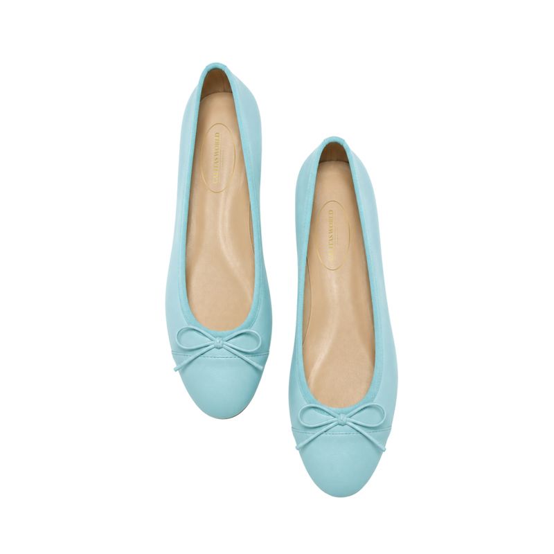 BALLERINAS FLATS ,  PELLE  TURQUOISE (EUCALIPTO 4596)