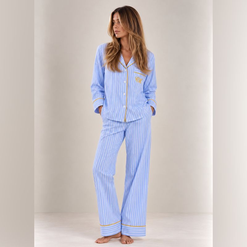 BLUE STRIPE OXFORD PYJAMA. 100% Oxford cotton pyjama with a relaxed fit.