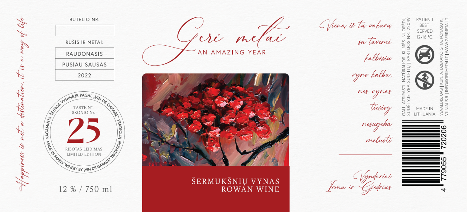 Šermukšnių vynas GERI METAI skonio Nr. 25 | 2022