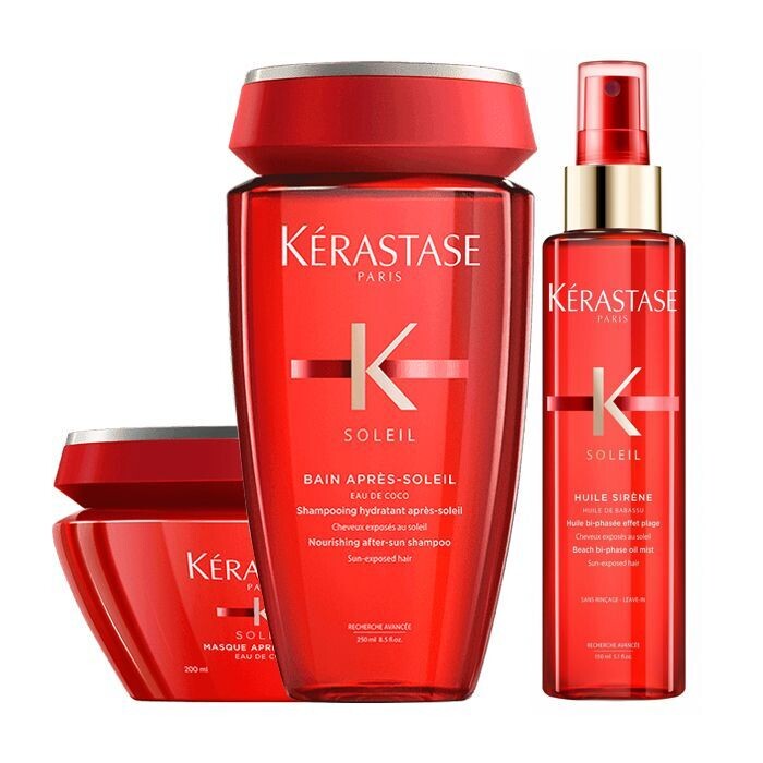 Kit Kérastase Soleil Shampoo Bain Après-Soleil 250ml + Masque Uv Défense Active 200ml + Leave In Huile Sirène 150ml