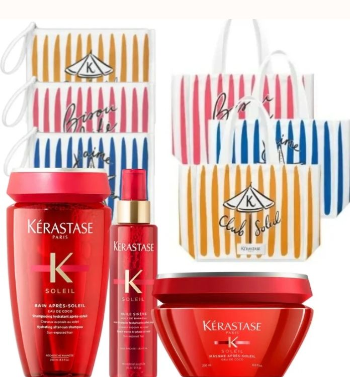 Kit Kérastase Soleil Shampoo Bain Après-Soleil+ Masque Uv+ Leave In Huile Sirène + Bang