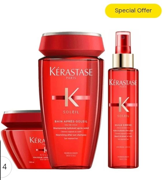 Kit Kérastase Soleil Shampoo Bain Après-Soleil+ Masque Uv+ Leave In Huile Sirène 