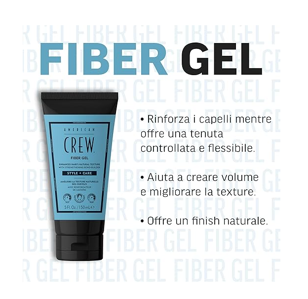 Questo gel per capelli fibroso e addensante, con una tenuta media, è ideale per acconciature maschili da corte a medie lunghe