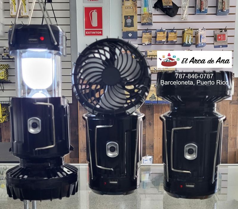 Abanicos/linternas portables, color NEGRO