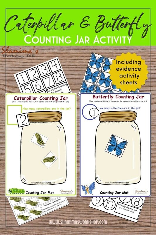 Butterfly and Caterpillar Counting Jar Activity pack