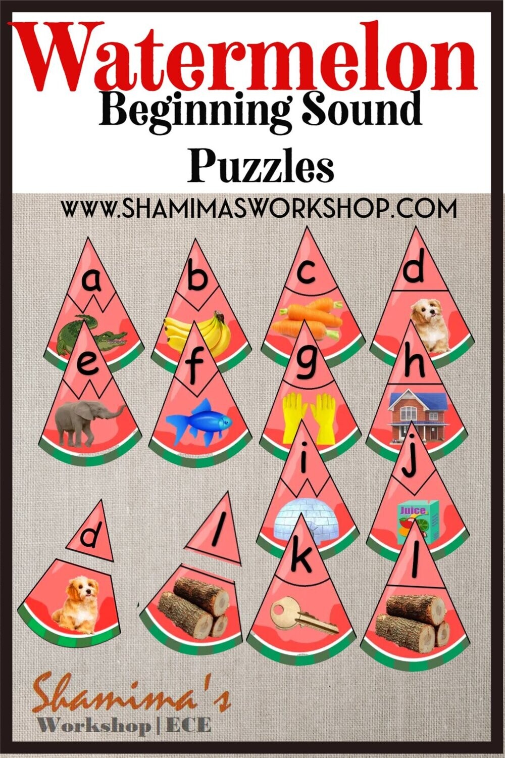 Watermelon Beginning Sound Puzzles