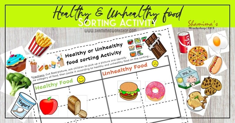 Healthy and unhealthy food Sorting Activity Pack