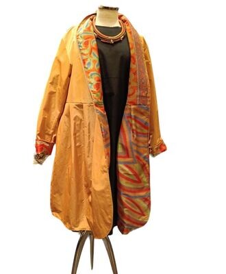 Cappotto impermeabile dupleface, sari indiano fantasia