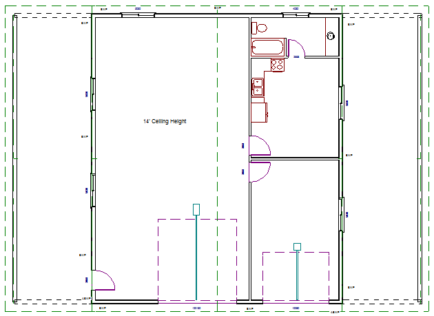 G382 Renderings 38' X 44' X 14' Detached Garage with Apartment and Lean-too