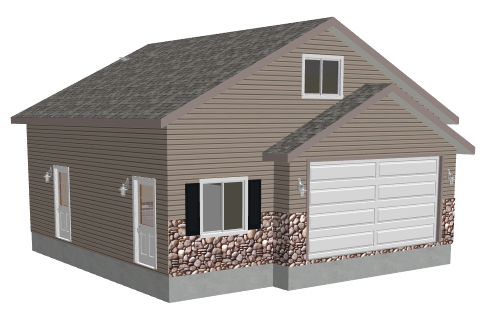 G396 Wick 8002-55, 30 X 30 X 8 Garage with Apartment Plan