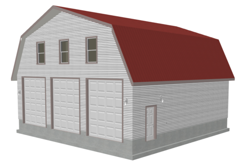 G491 Plans 40 x 40 x 12-6 Gambrel Barn Apartment Plans with DWG and PDF Files