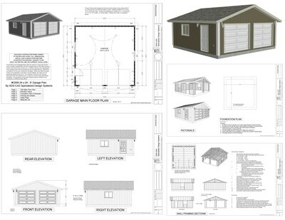#g569 24 x 24 x 8 Garage plans with PDF and DWG