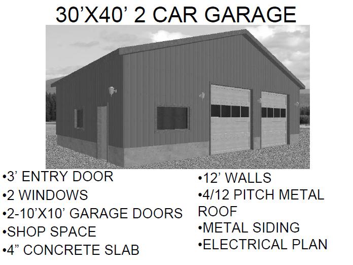 #60 30’ X 40’ 2 CAR GARAGE PDF and DWG files