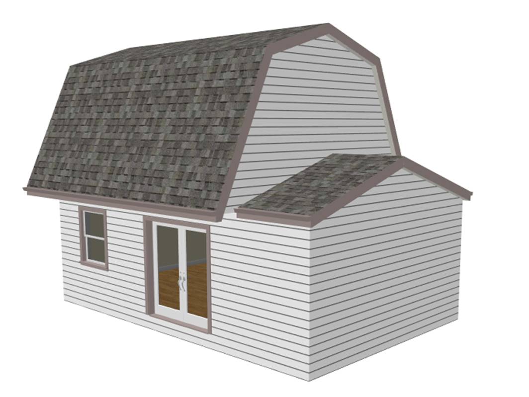 #g455 Gambrel 16 x 20 Shed Plan