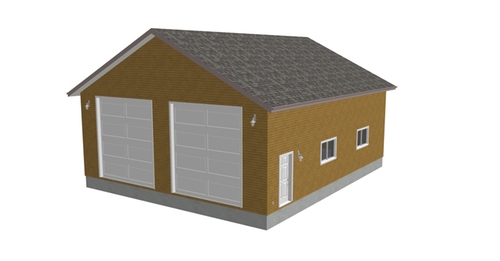 g241 36 x 43 x 14 Workshop RV Garage Plans Blueprints