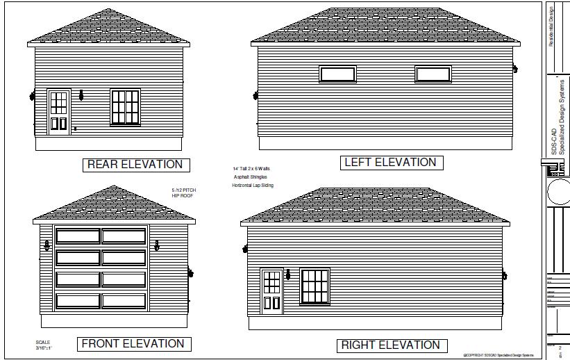 g272 22 x 38 x 14 hip Roof RV Garage Plans Blueprints