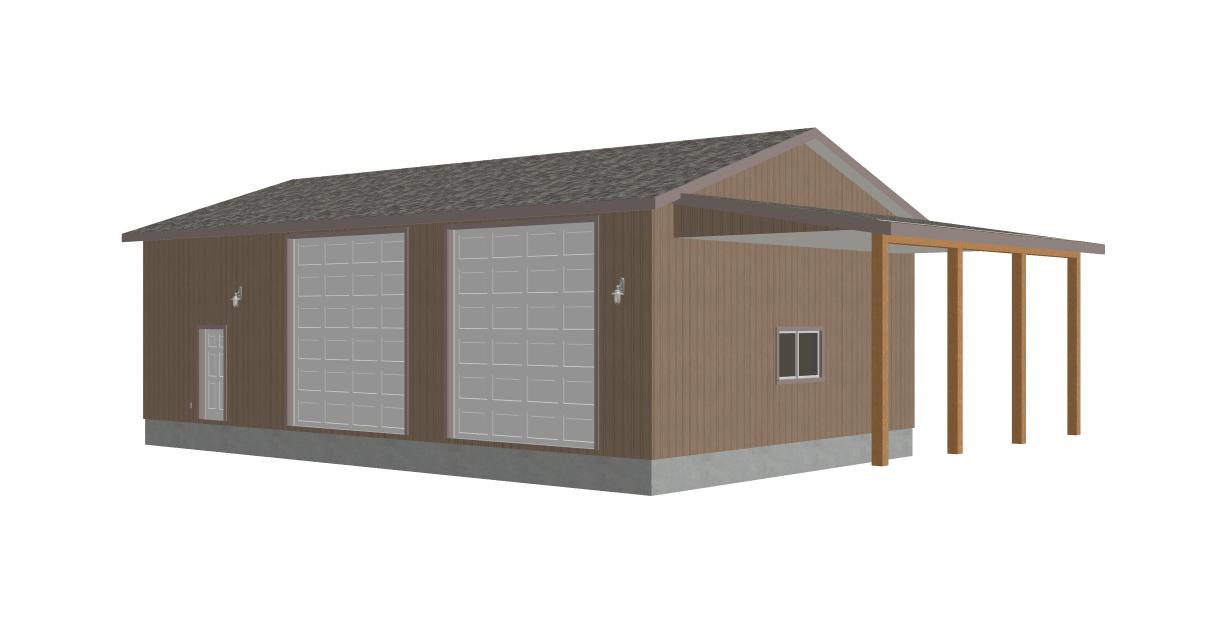 G393 30 X 50 X 14 detached RV Garage Plans PDF