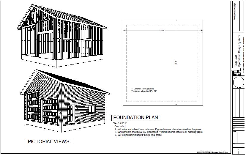 G426 28 x 30 x 14 detached RV garage Plans