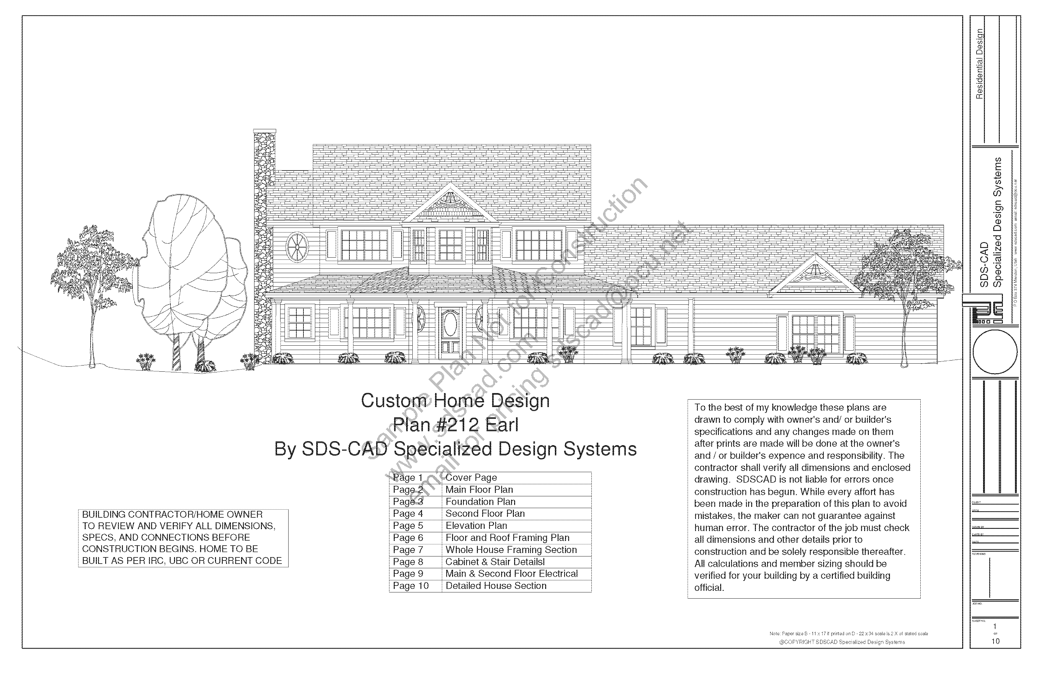 h212 Country 2 Story Porch House Plan