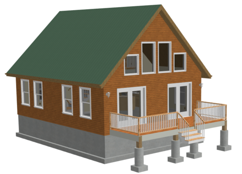 H274 24 x 32 Mountain Cabin Plans in DWG and PDF