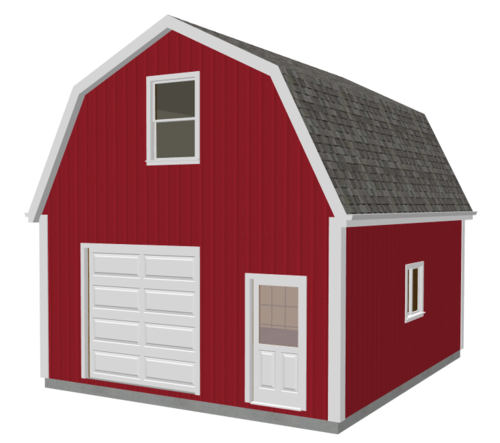 g524 20 X 24 X 10 Gambrel Garage Barn Plans PDF and DWG