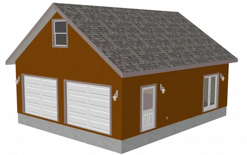 G469 24' x 30' x 9' 2-Car Garage Plans with attic storage