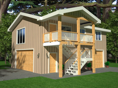 #G418 Apartment Garage Plans, 26 x 36 x 9 with 2nd story apartment