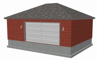 #g456 24 x 30 x 10 Hip Brick Eave side doors Garage Plan