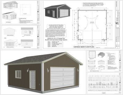 #g553 24 x 25 x 10 Garage Plans with PDF and DWG files