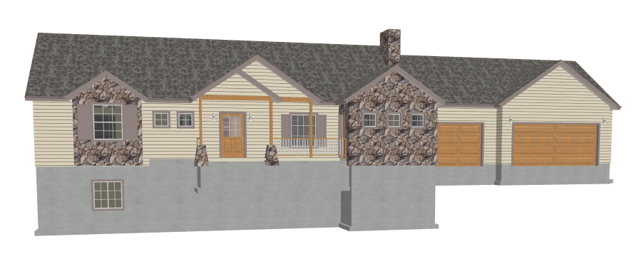 H107 Executive Ranch House Plans 2000 SQ FT Main 4 Bedroom 3 Bath in both DWG and PDF files