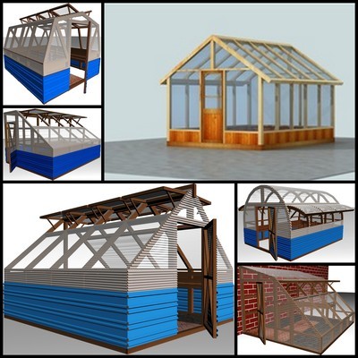 6 Complete Wood Frame Green House Plans DWG and PDF