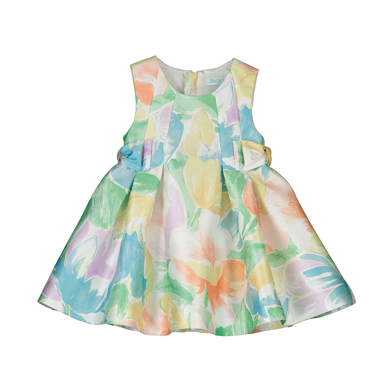 Vestido estampado mikado melocoton  5010 Abel y lula