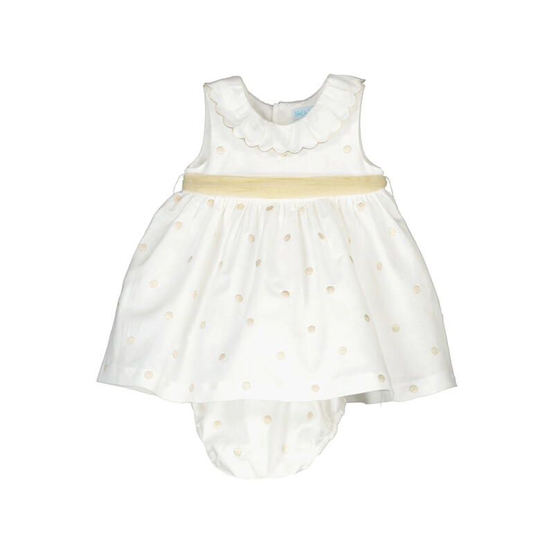 Vestido lino bordado topos 5015 Abel y Lula