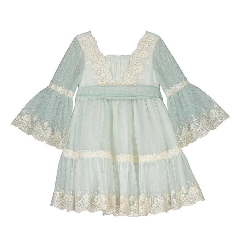 Vestido tull bordado anis 5036  Abel y Lula
