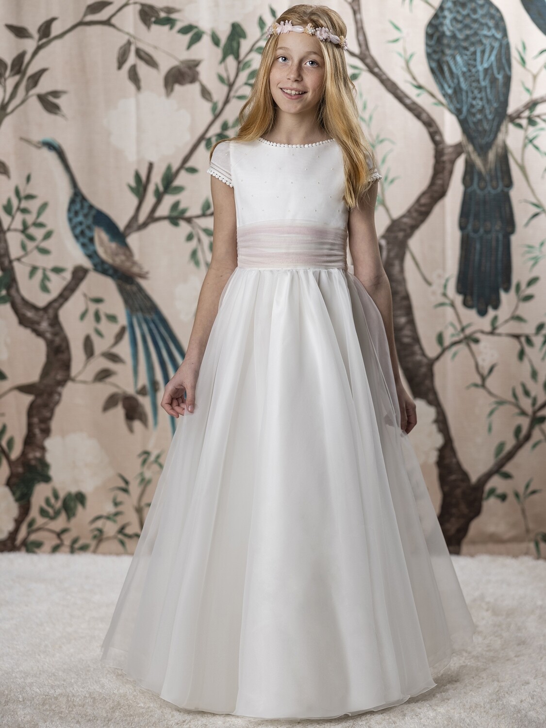 Vestido comunion gasa Q911 Lola rosillo