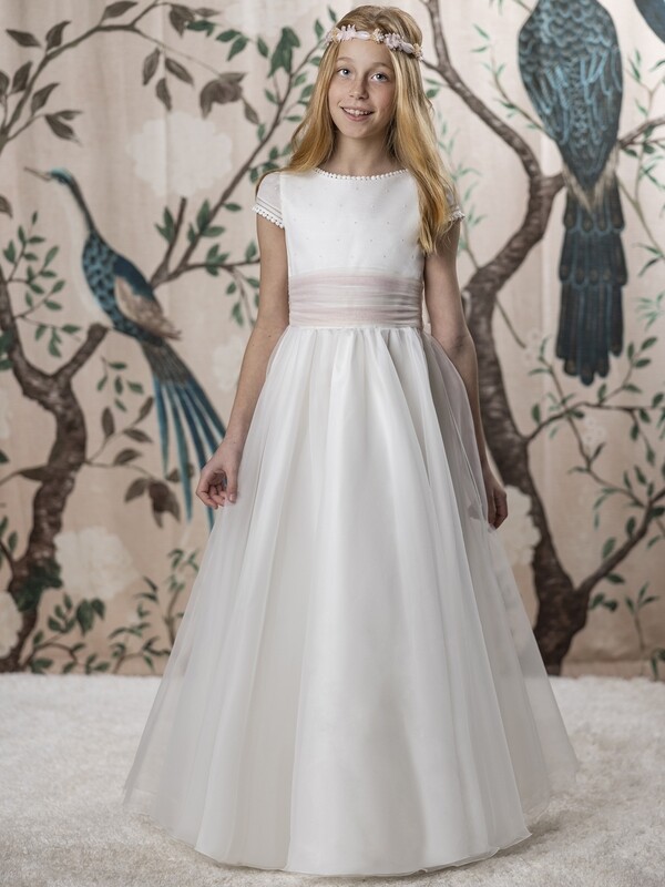 Vestido comunion gasa Q911 Lola rosillo