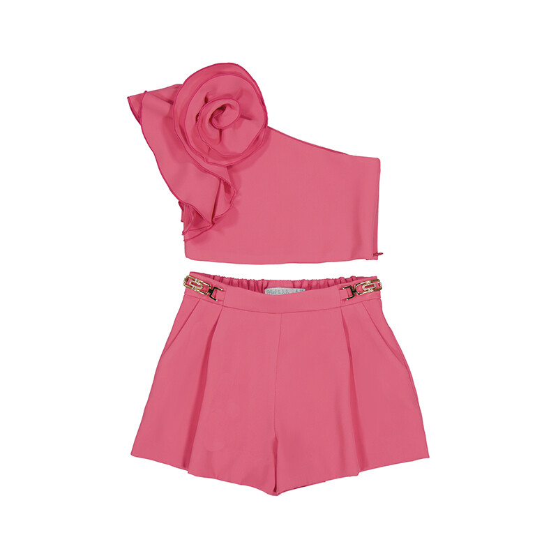 Conj. bermuda crepe fluido fucsia 5272 Abel y lula