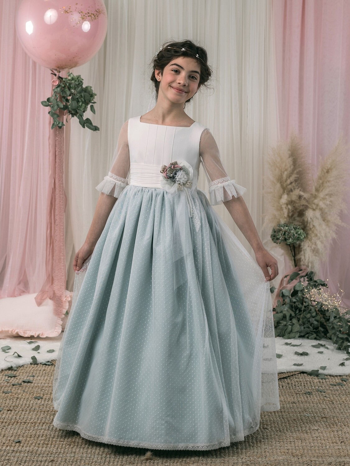 Vestido tul plumeti Q810 Lola rosillo